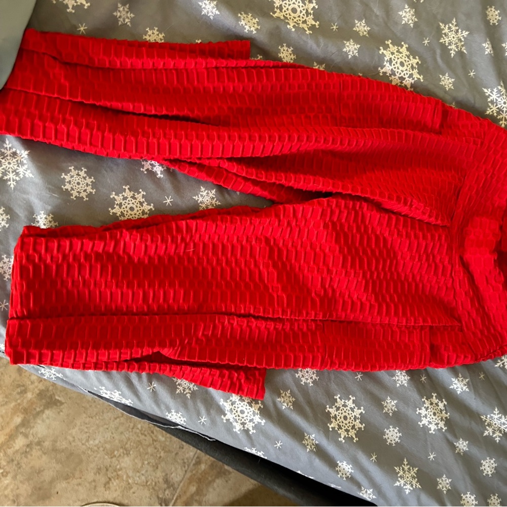 Waffle red cinch back leggings
